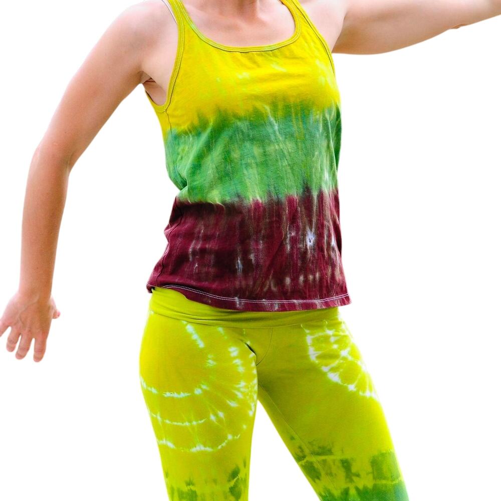 Womens Tank Top Size XL Green Brown Tie Dye Festival Beach Hippie Brand New NWT